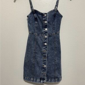Denim Button-Front Mini Dress